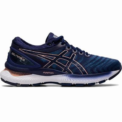 Asics Gel-Nimbus 22 - Naisten Juoksukengät - Harmaat/Laivastonsininen